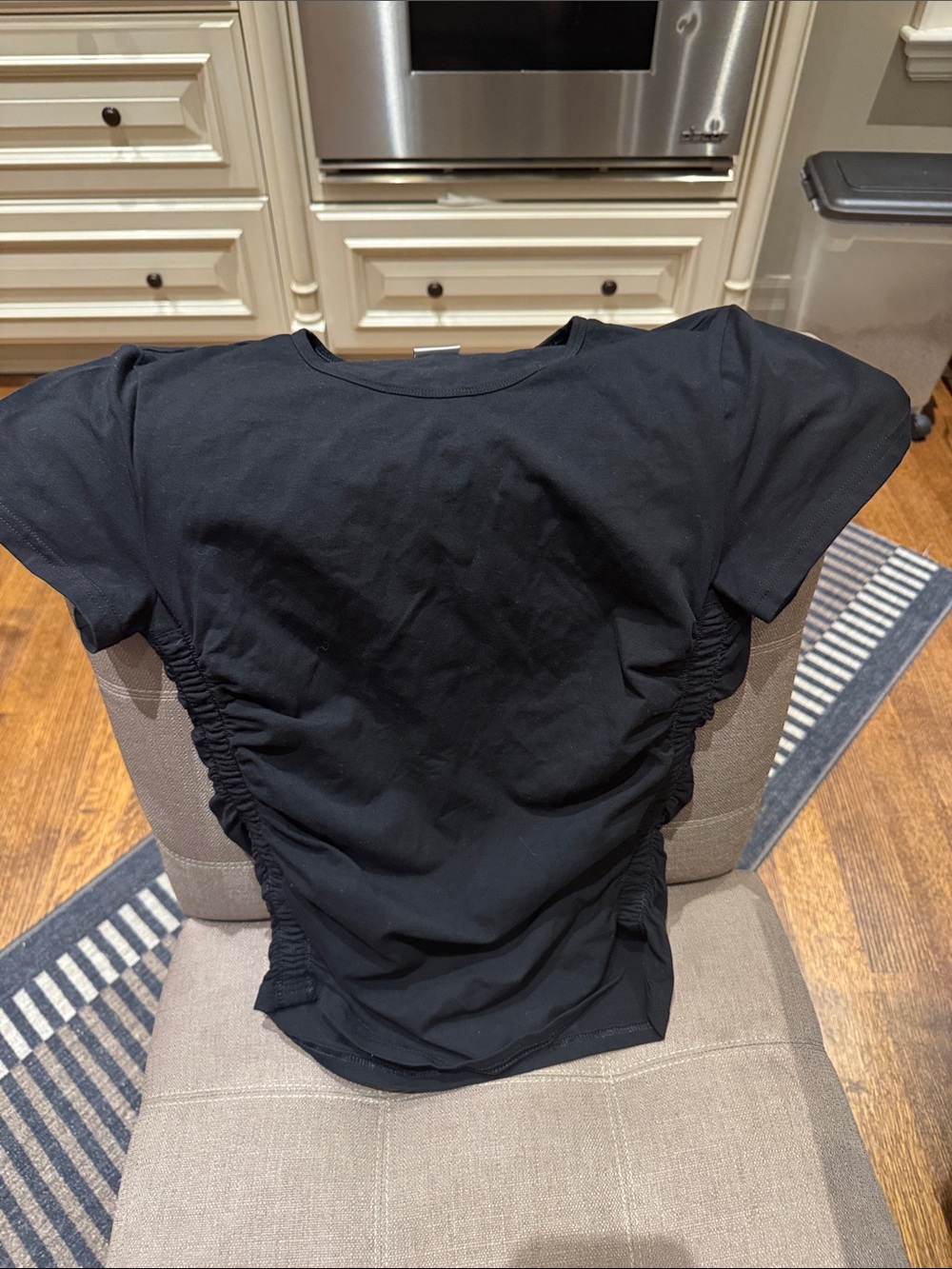 TNA Black Ruched Side Short Sleeve Tee